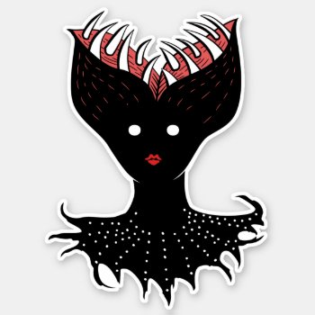 Creepy Demon Girl Dark Gothic Character With Teeth Sticker by borianag at Zazzle
