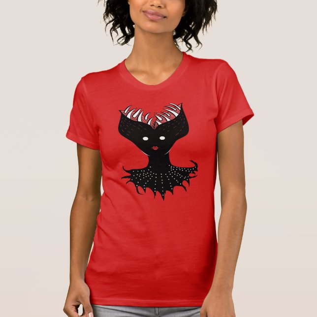 Creepy Demon Girl Dark Gothic Character With Teeth T-Shirt (Front)