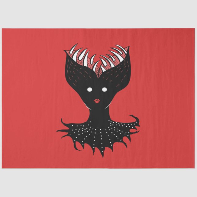 Creepy Demon Girl Dark Gothic Character With Teeth Tissue Paper (Front)