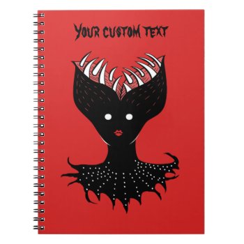 Creepy Demon Girl Gothic Character With Teeth Text Notebook by borianag at Zazzle