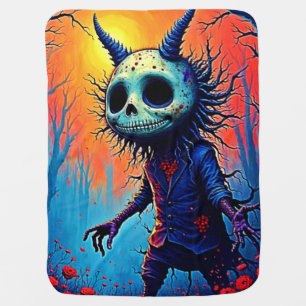 Creepy Demon in Spooky Woods Design Baby Blanket