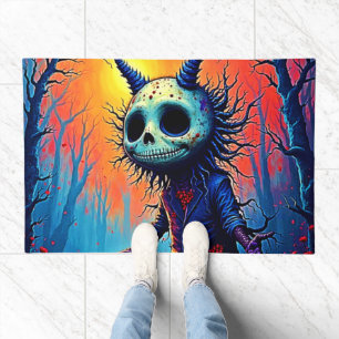 Creepy Demon in Spooky Woods Design Doormat