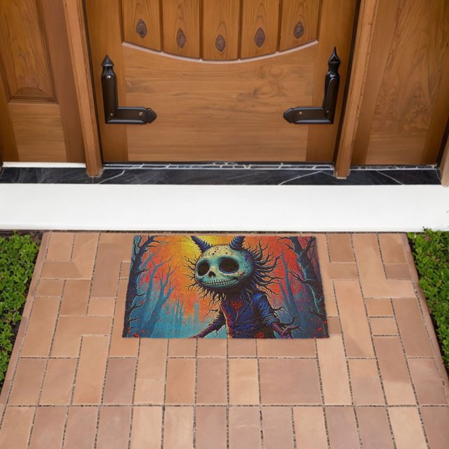 Creepy Demon in Spooky Woods Design Fiber Doormat (Insitu (Outdoor))