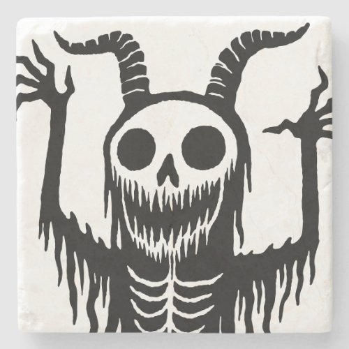 Creepy Demon Skull  Stone Coaster