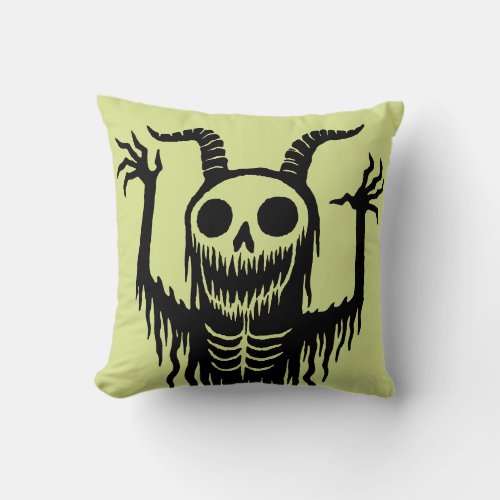 Creepy Demon Skull  Throw Pillow