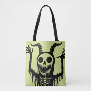 Creepy Demon Skull Tote Bag