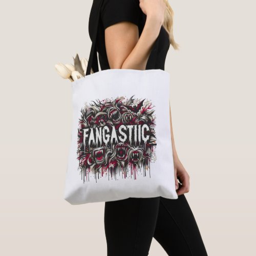 Creepy Design with Bloody Mouths and Skulls Tote Bag