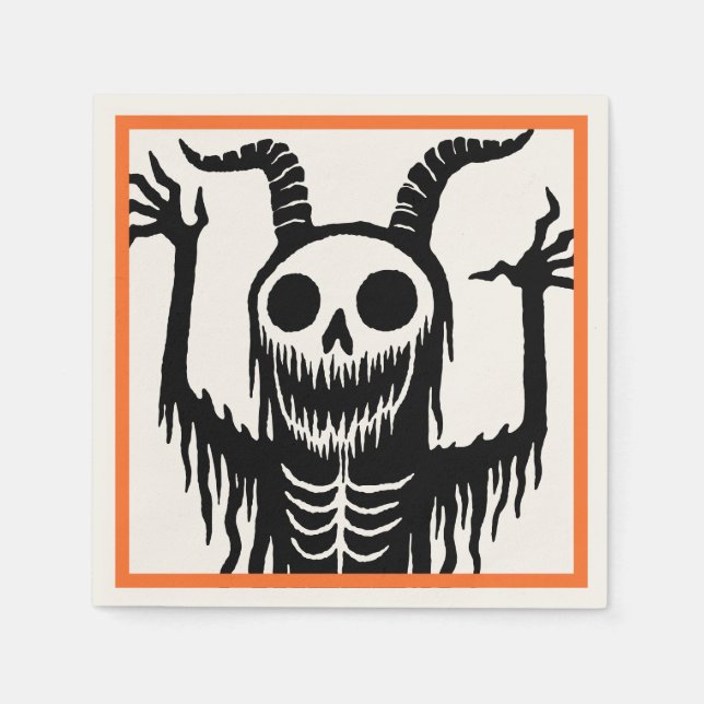 Creepy Devil Skull Halloween Napkins (Front)