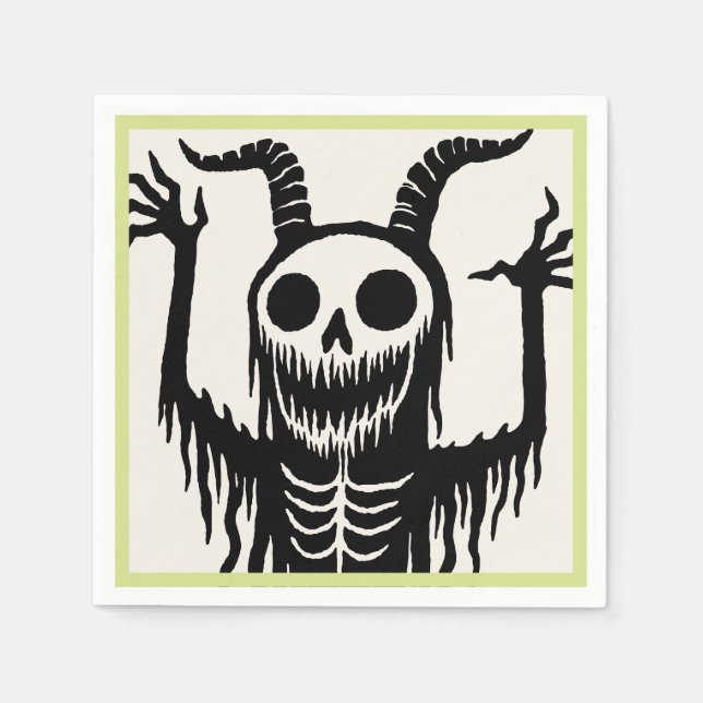Creepy Devil Skull Halloween Napkins (Front)
