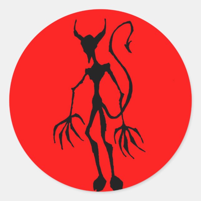 Creepy Devil Stick Figure Classic Round Sticker (Front)