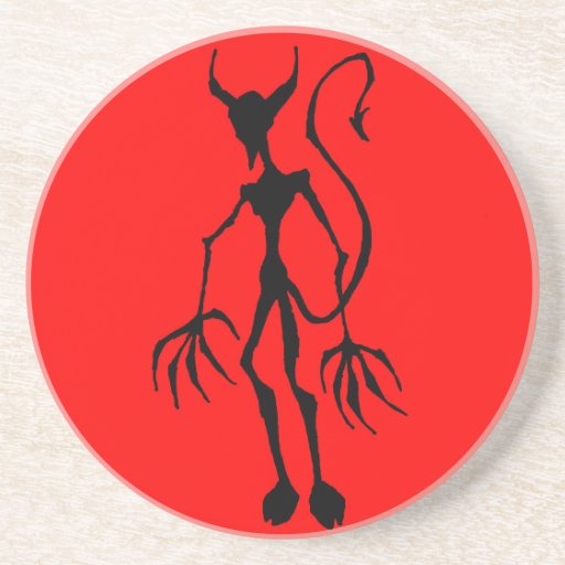 Creepy Devil Stick Figure Sandstone Coaster | Zazzle