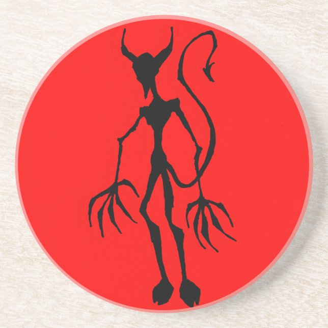 Creepy Devil Stick Figure Sandstone Coaster (Front)