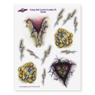 Creepy Doll Cracked Porcelain Special Effect FX Temporary Tattoos