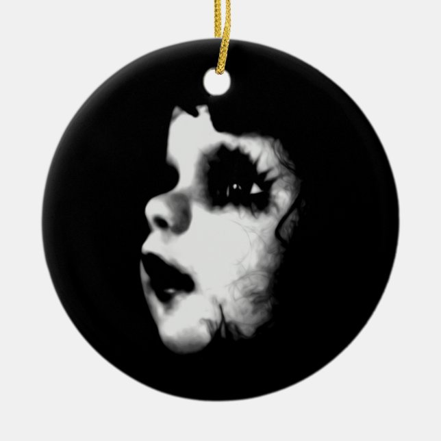 Creepy Doll Faces Ceramic Ornament (Front)