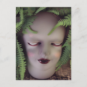 Creepy Doll Fern Planter Postcard