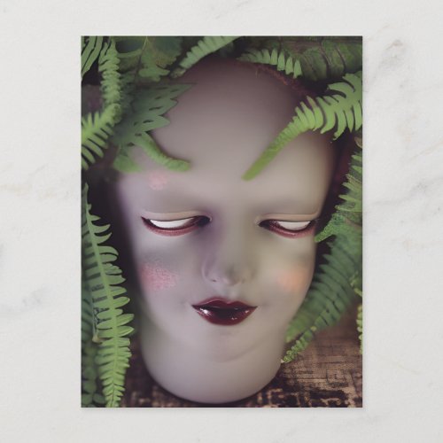 Creepy Doll Fern Planter Postcard