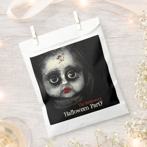 Creepy Doll Haunted Halloween Party with Name Favor Bag