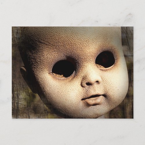 Creepy Doll Head with Missing Eyes Postcard