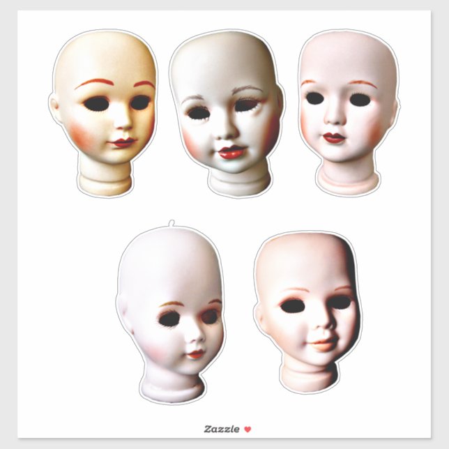 creepy doll heads old toys sticker (Sheet)