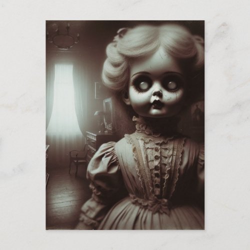 Creepy Doll Horror Postcard