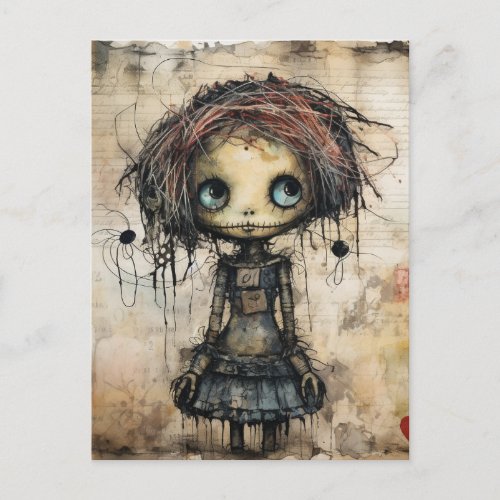 Creepy Doll Looking Up  Postcard