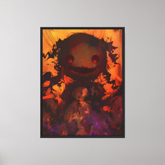 Creepy Doll Nightmare Dark Surrealist Fire &Shadow Canvas Print