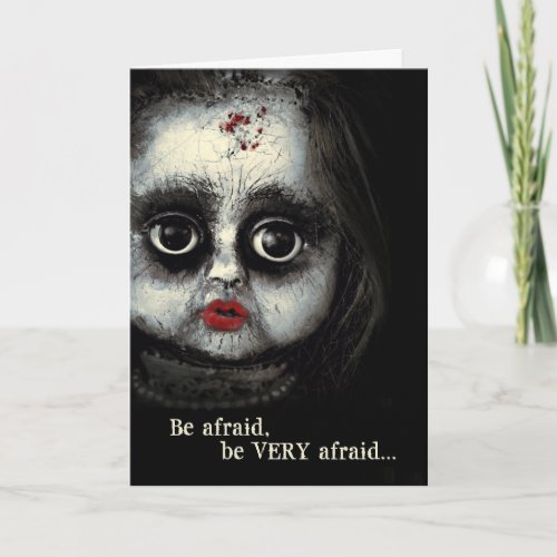 Creepy Doll Victorian Goth Halloween Holiday Card