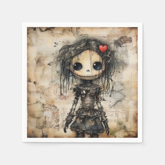 Creepy Doll with Heart in Hair  Napkins (Front)