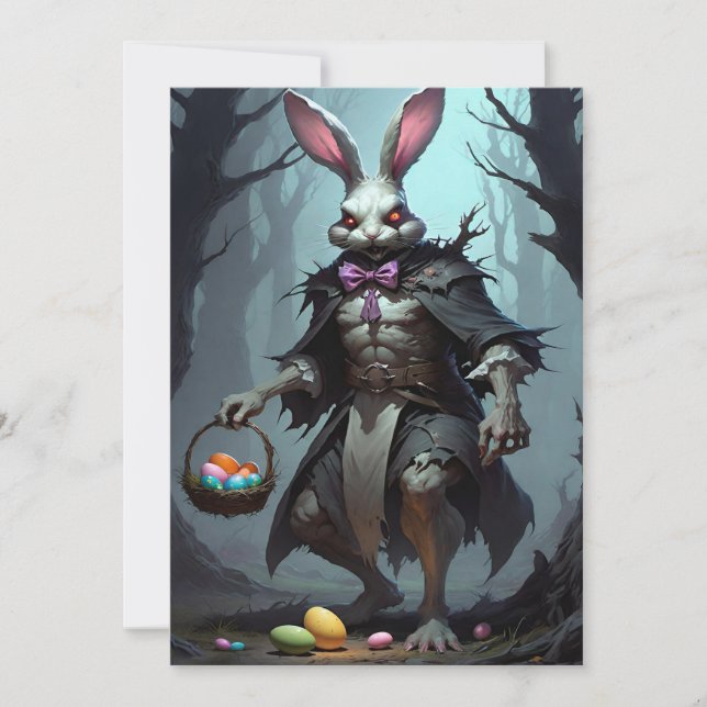 Creepy Easter Bunny Dark Fantasy Holiday Card (Front)