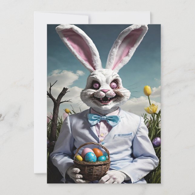 Creepy Easter Bunny Dreamland Holiday Card (Front)