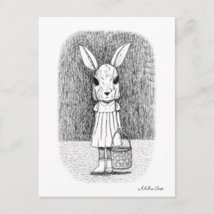 Creepy Easter Bunny Monochrome Horror Goth Art Postcard