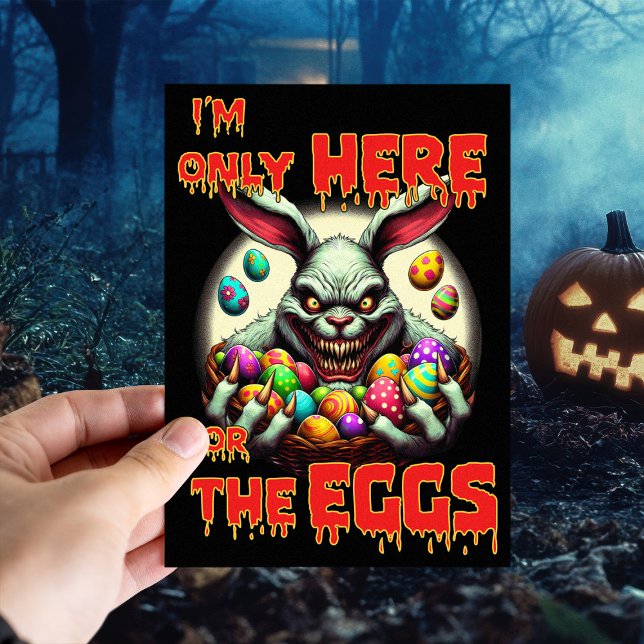Creepy Easter Bunny with Colorful Easter Eggs Postcard (Creator Uploaded)