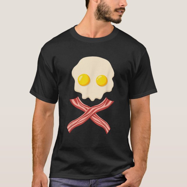 Creepy Egg Bacon Skull Ghost Face Monster Zombie H T-Shirt (Front)