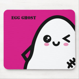 Creepy Egg Ghost Halloween   Add your name Mouse Pad