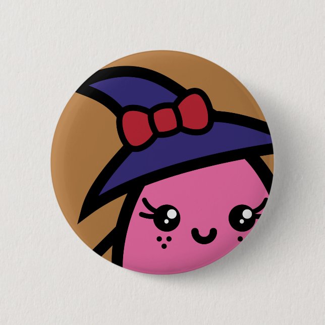Creepy Egg Witch - Halloween Button (Front)