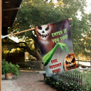 Creepy Evil Halloween Enter if You Dare House Flag