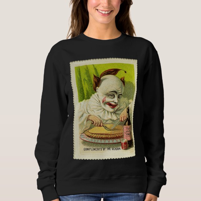 Creepy Evil Victorian Clown Christmas Greeting Sweatshirt (Front)
