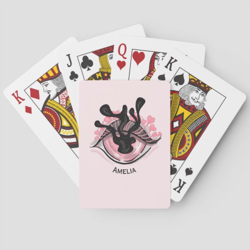 Creepy Eye Pink Cute Weird Goth Name Poker Cards