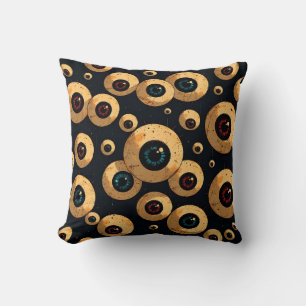 Creepy Eyeball Pattern Spooky Halloween Decor Throw Pillow