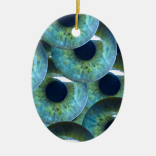 creepy eyeballs ceramic ornament
