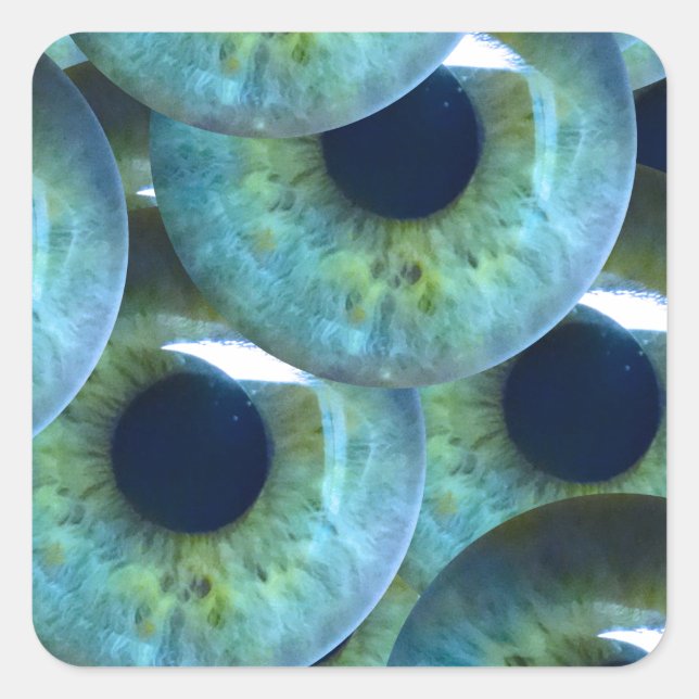creepy eyeballs square sticker (Front)