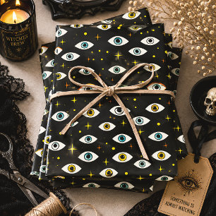 Creepy Eyes Occult Halloween Wrapping Paper Sheets
