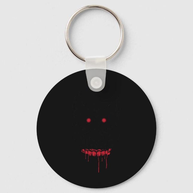 Creepy Eyes Skull With Teeth And Red Eyes Hallowee Keychain (Front)