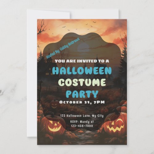 Creepy Field of Jack_O Lanterns Halloween Invitation
