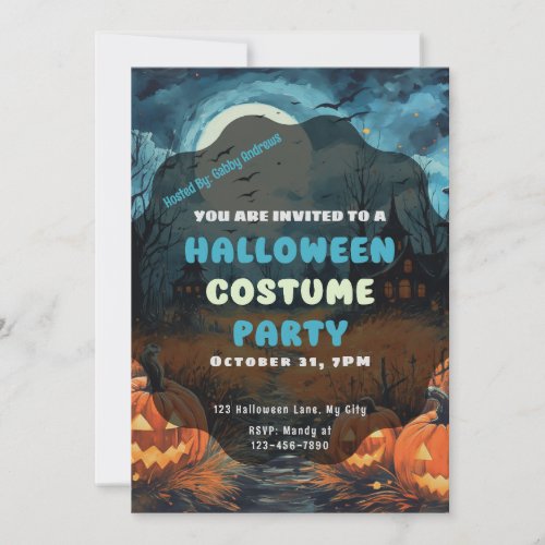 Creepy Field of Jack_O Lanterns Halloween Invitation