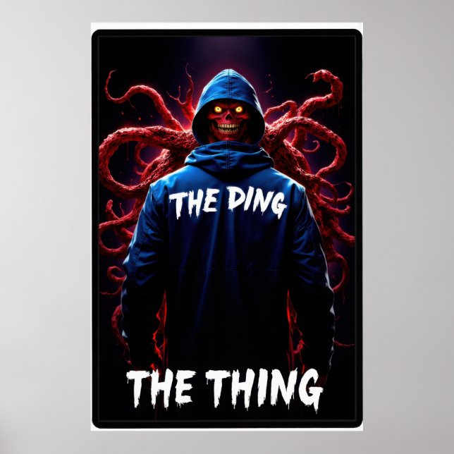 Creepy figure in a hoodie with tentacles and glowi poster (Front)