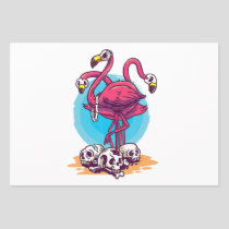 Creepy Flamingo Halloween Horror Skull Wrapping Paper Sheets