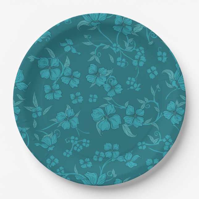 Creepy Flowers Pattern 2 Paper Plates (Front)