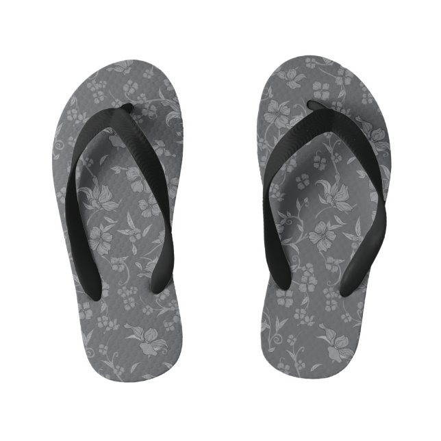 Creepy Flowers Pattern 3 Kid's Flip Flops (Footbed)