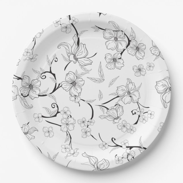 Creepy Flowers Pattern 7 Paper Plates (Front)
